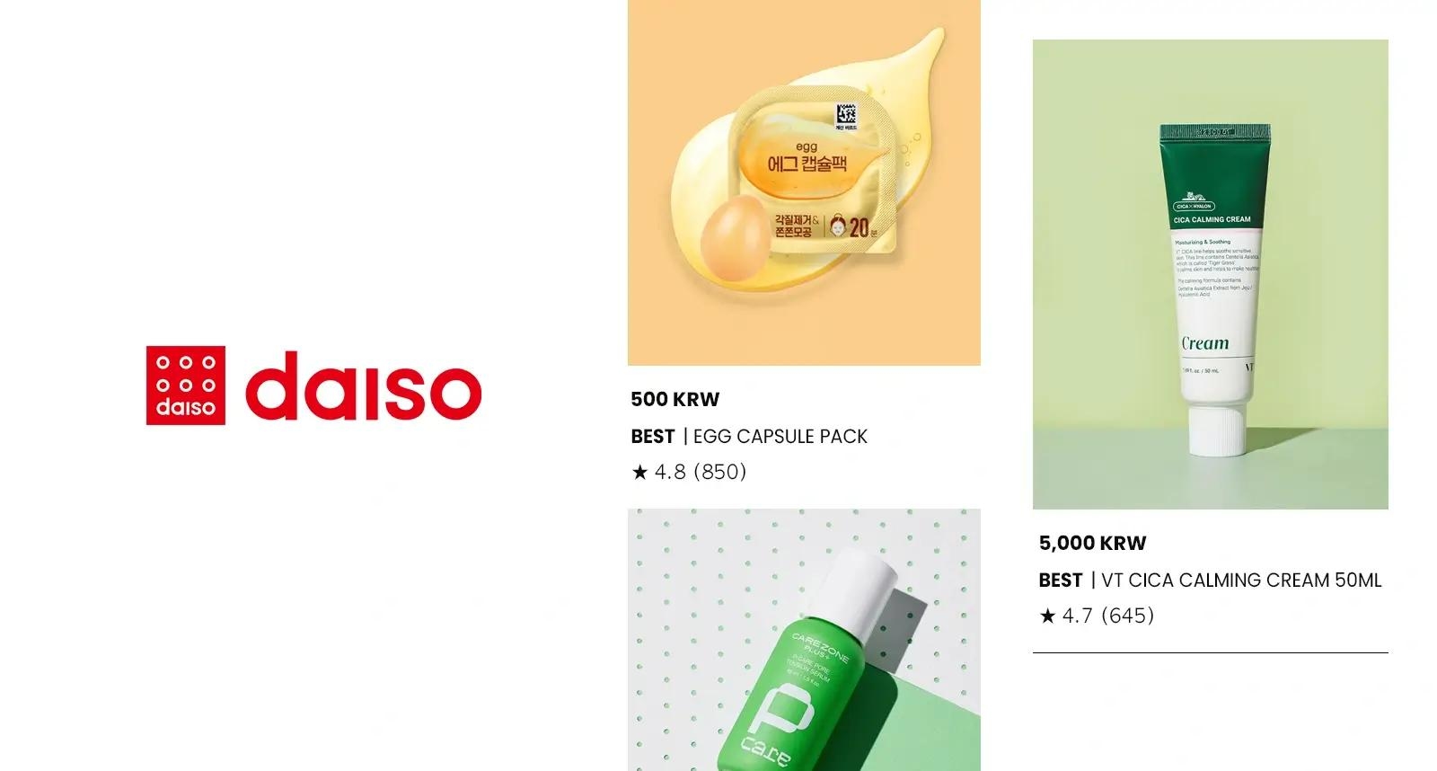 Daiso Korea Skincare Products