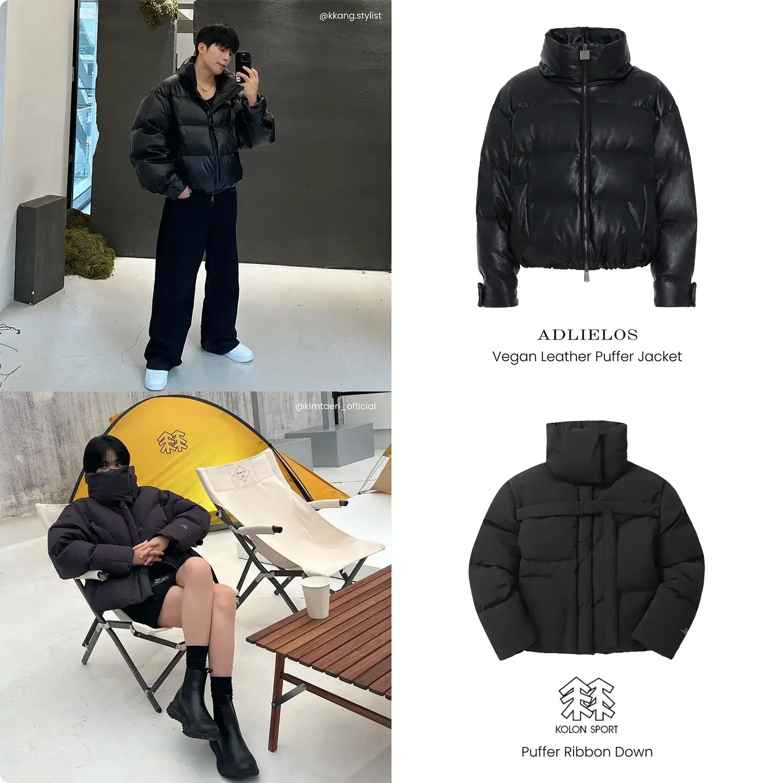 Korean puffer jackets from Adlielos and Kolon Sport