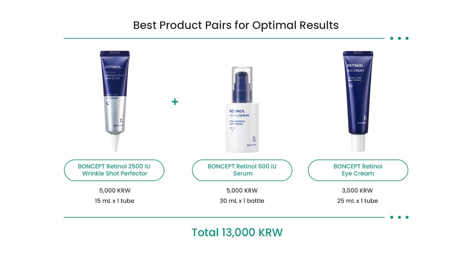 Products to Use with BONCEPT Retinol 2500 IU Wrinkle Shot Perfector