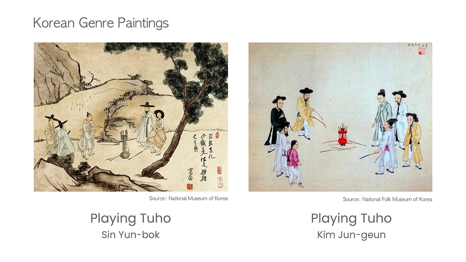 Korean genre paintings showing tuho