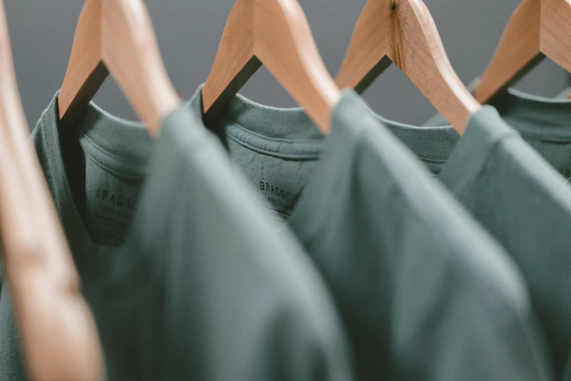 Close-up of clothes hung on hangers